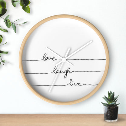 Unique Love Laugh Live Clock - Wooden Frame Wall Clock