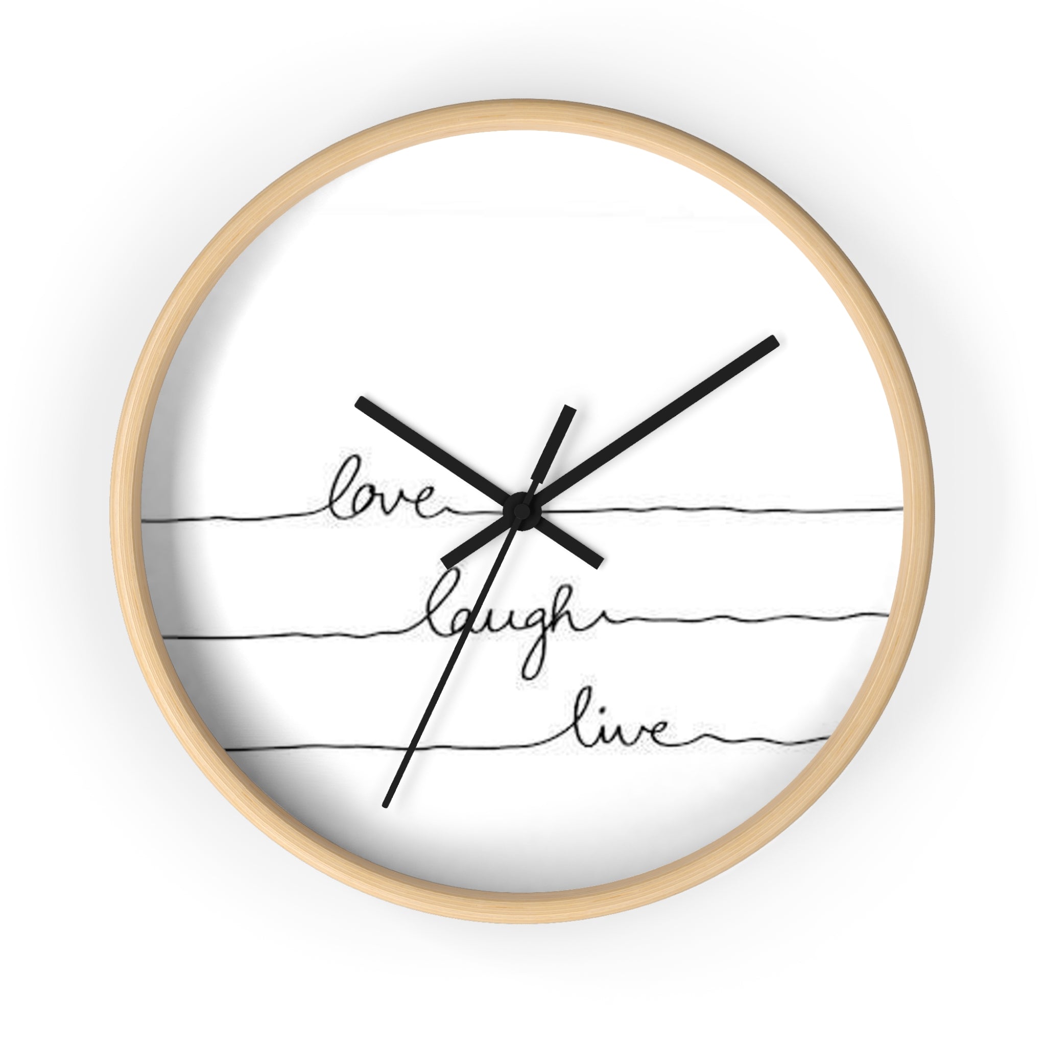 Unique Love Laugh Live Clock - Wooden Frame Wall Clock