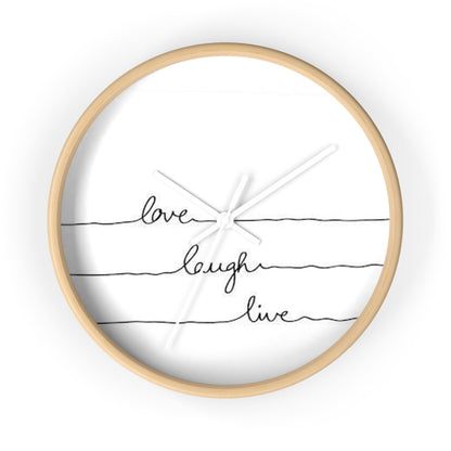 Unique Love Laugh Live Clock - Wooden Frame Wall Clock