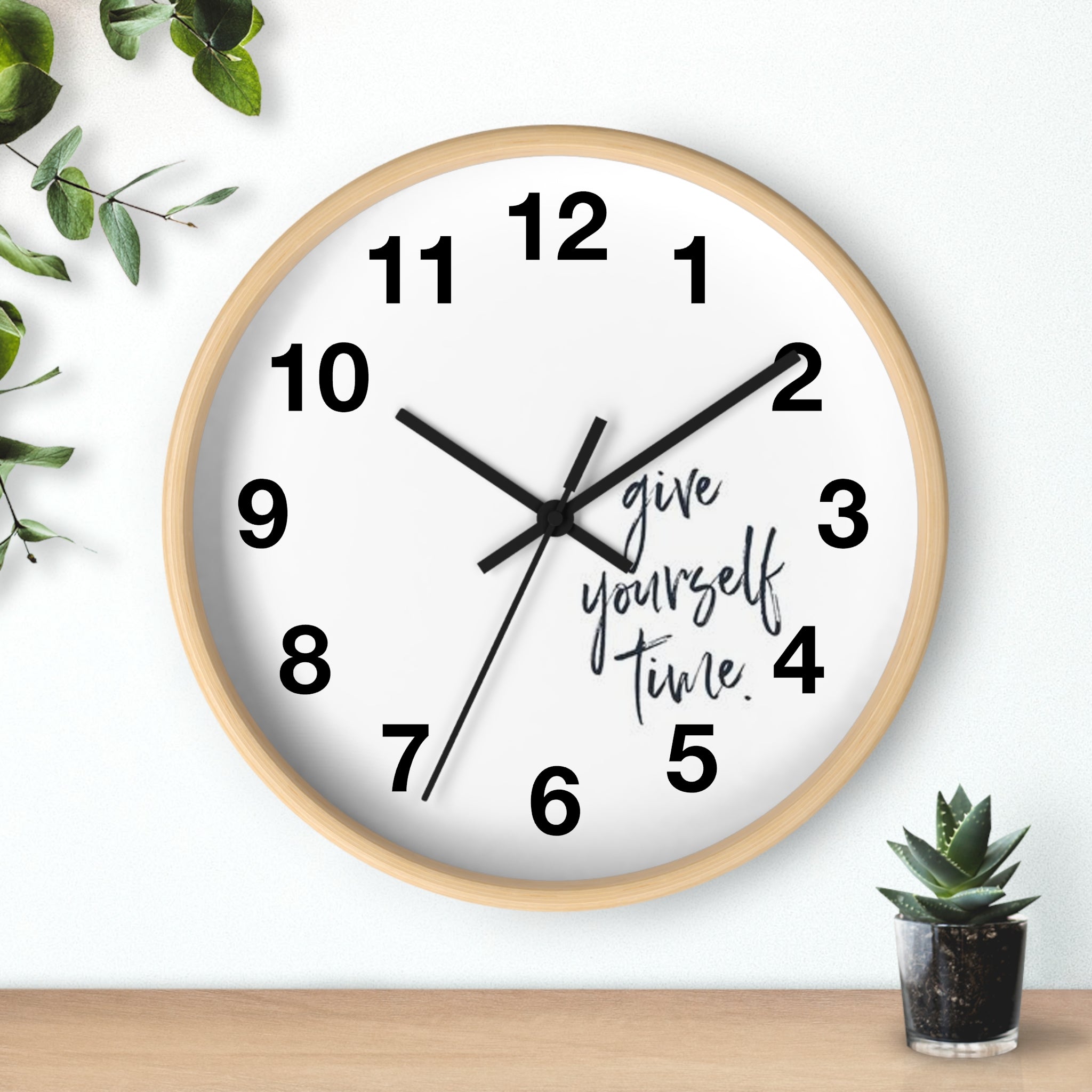 Wooden Frame Time Clock - Give Yourself Wall Clock for Indoor