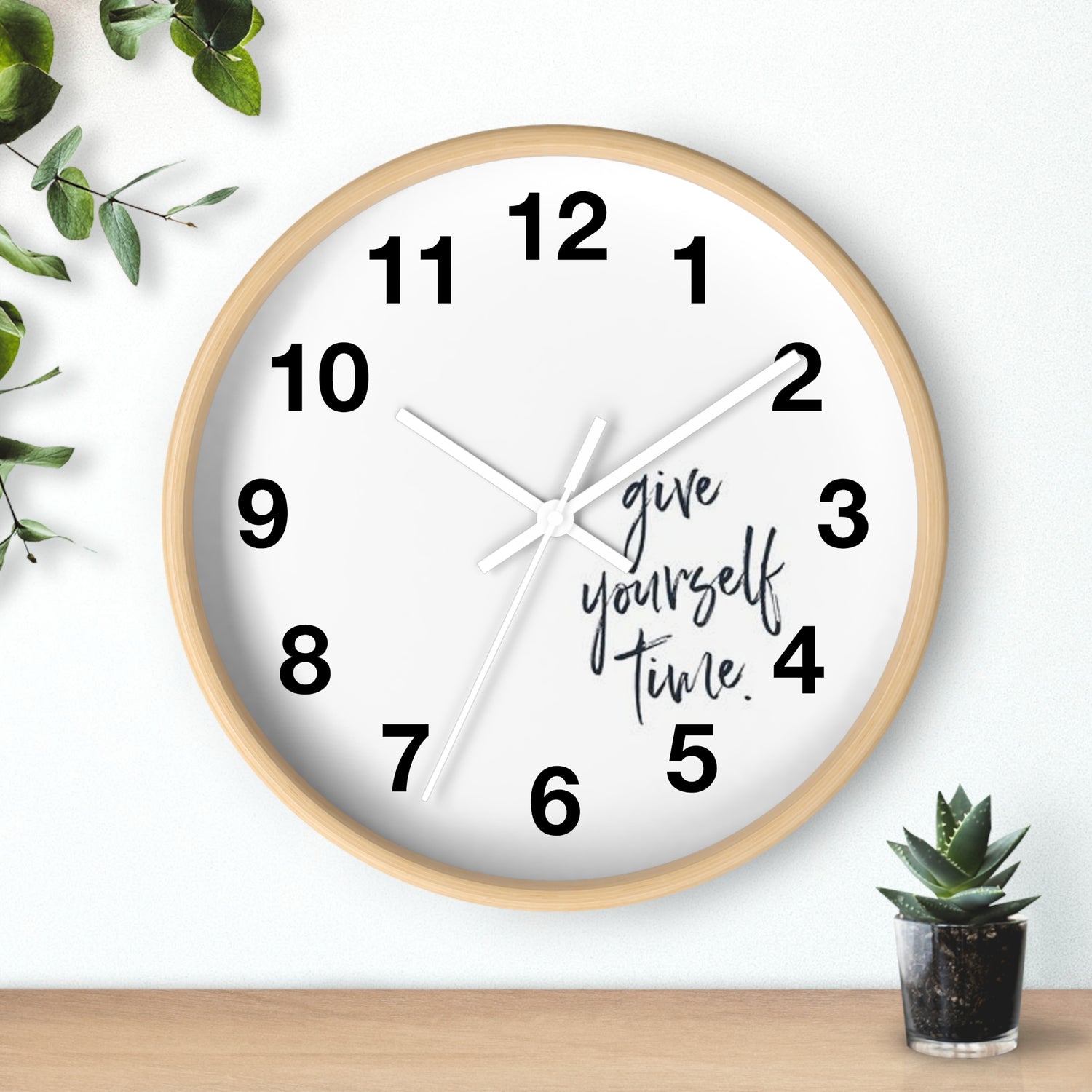 Wooden Frame Time Clock - Give Yourself Wall Clock for Indoor