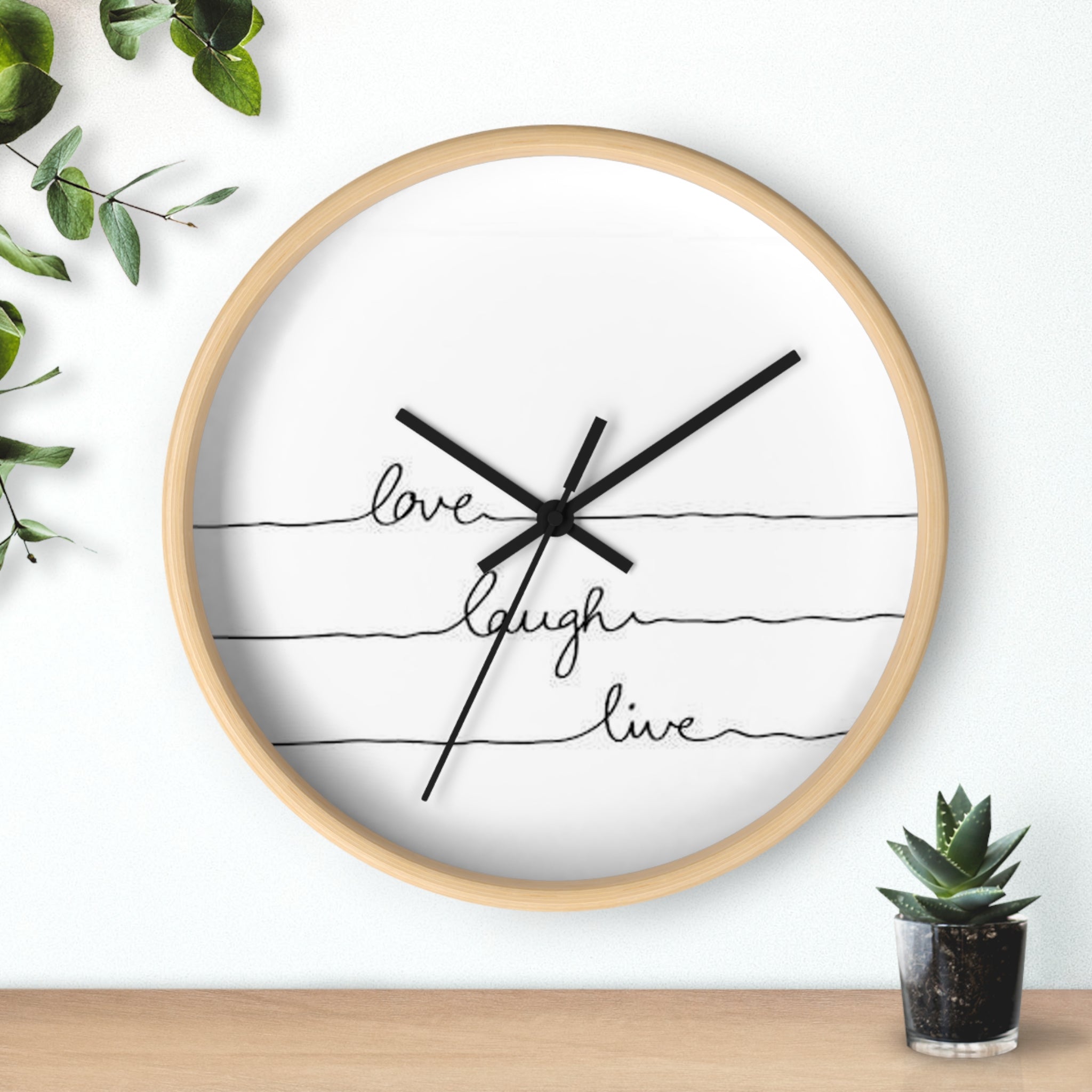 Unique Love Laugh Live Clock - Wooden Frame Wall Clock