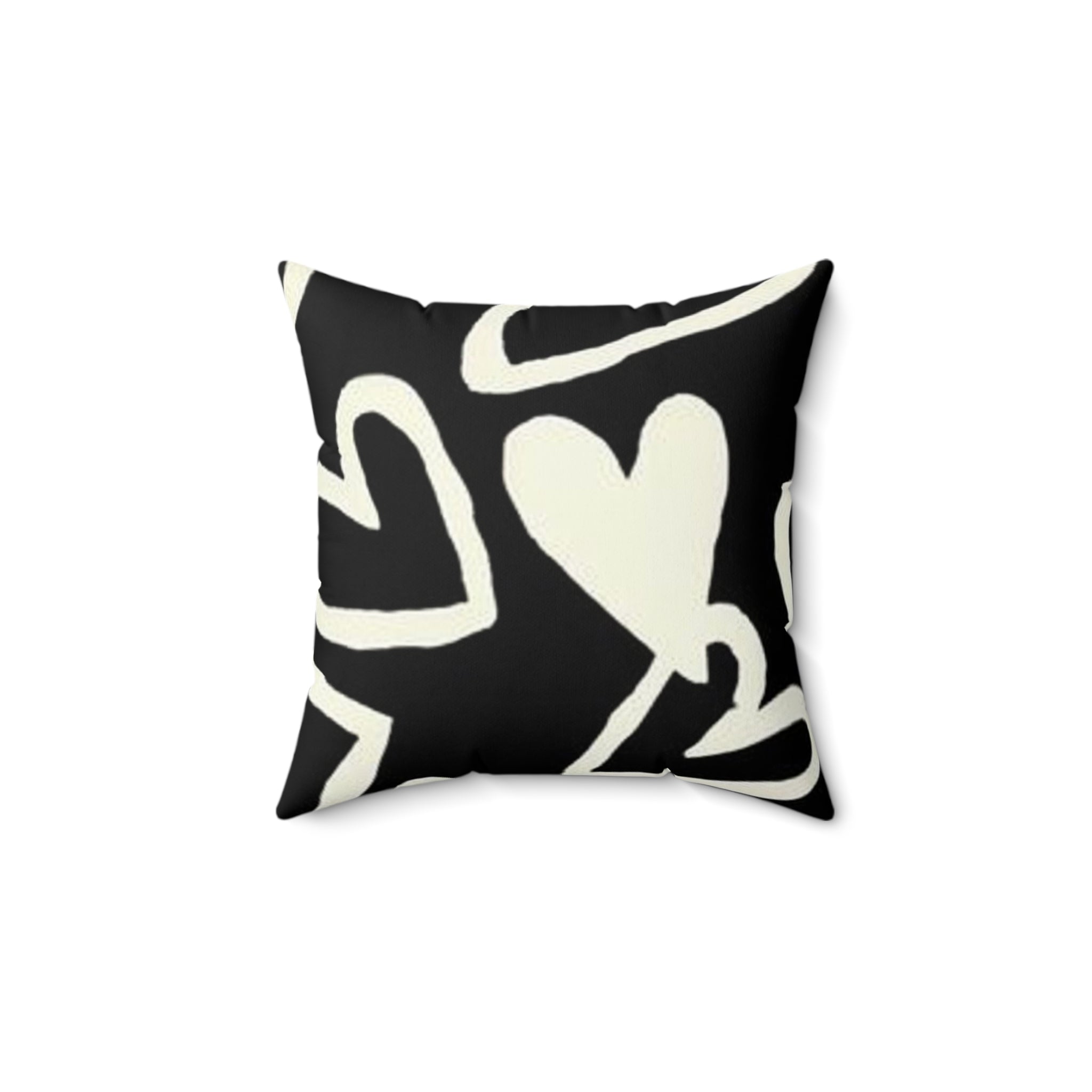 HEARTS PILLOW  BLACK AND WHITE